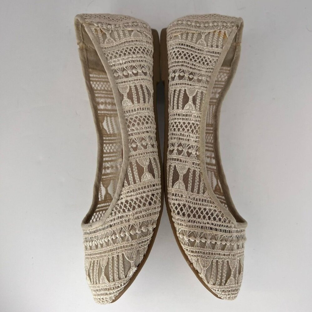 Rhodes Womens Cream Flats Slip On Lace Solid Round Toe Size 9.5M Comfort Shoes - Picture 7 of 9